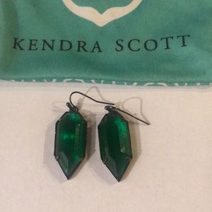 Kendra Scott Emerald/Gunmetal Earrings